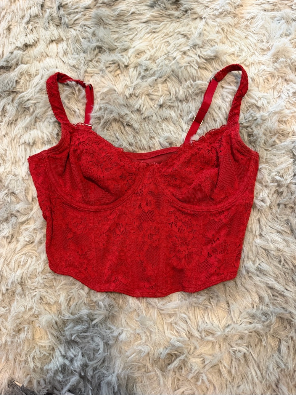 Hollister Red Lace Longline Bralette